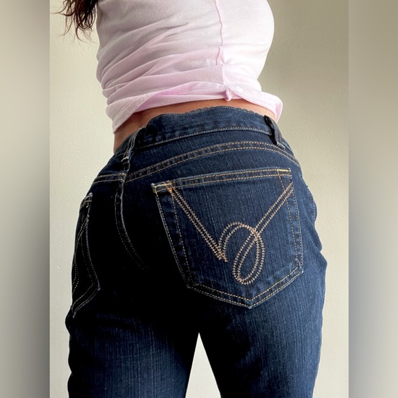 Bebe Jeans size 8 29 X 30 Brooke Straight Dark Blue Low Rise Women’s Y2K Denim - Picture 1 of 8